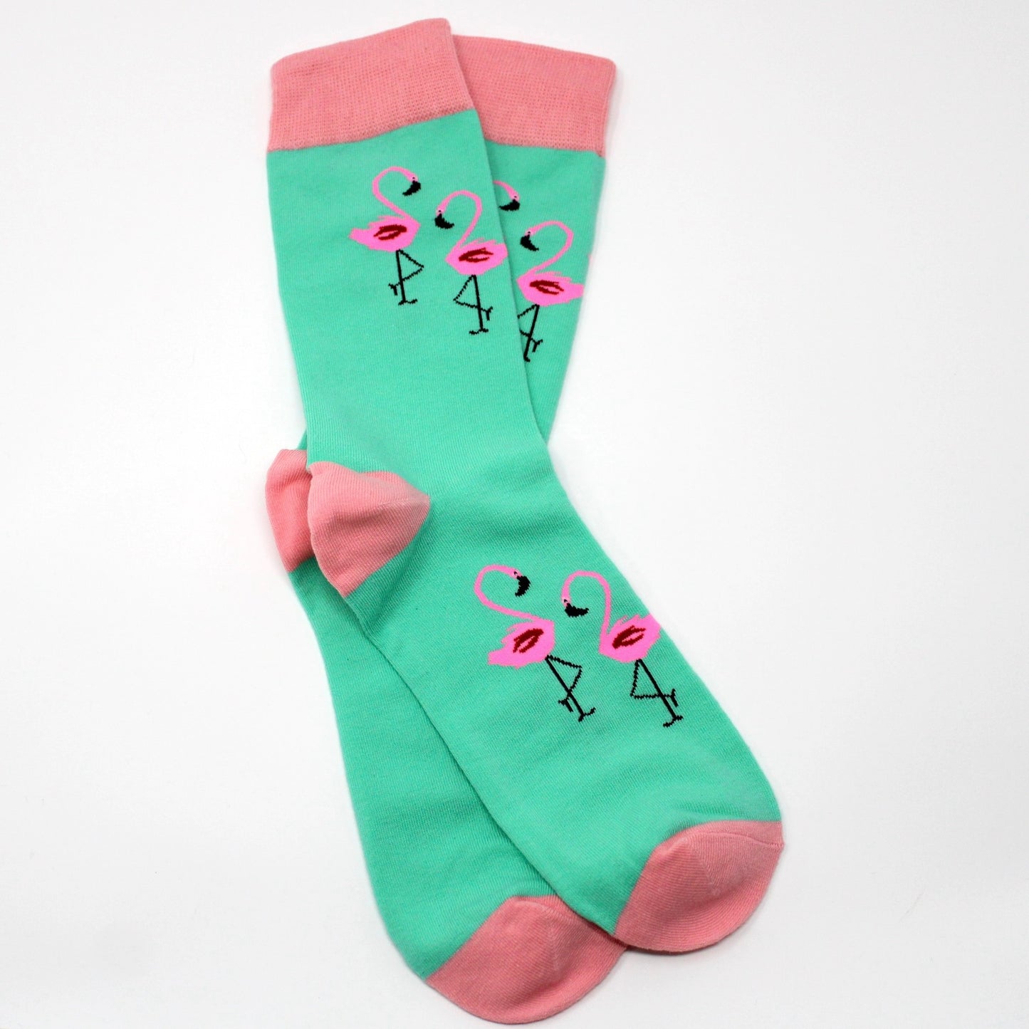 Flamingos on Teal Socks