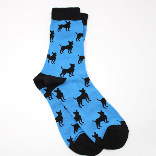 Dog Silhouette Socks - Blue